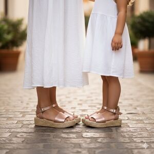Rose Gold Espadrille Wedge Sandal